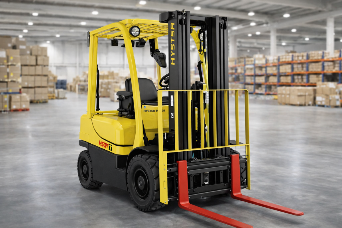 Montacargas Hyster H50FT para manejo de carga en almacén industrial