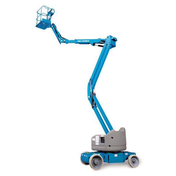 Genie Z40 Plataforma de elevación desplegada azul con gris